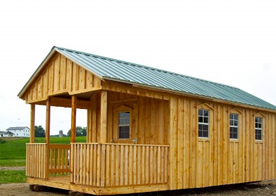 Amish Shed With Porch & Green Roof